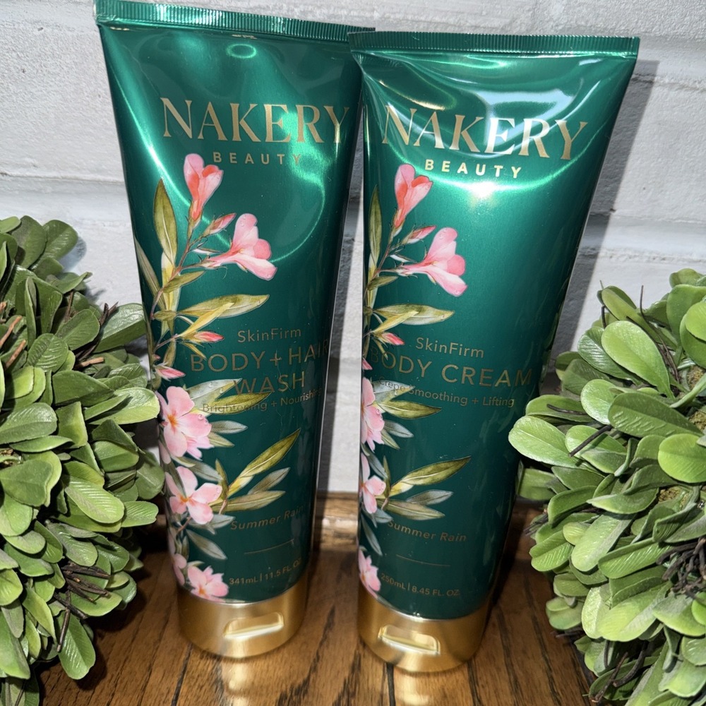 NAKERY Beauty SkinFirm Body Cream Summer Rain 8.45 fl oz + Body+Hair Wash New
